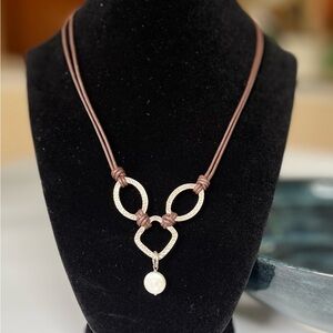 Silpada Brown and Silver Necklace with Geometric Pendant